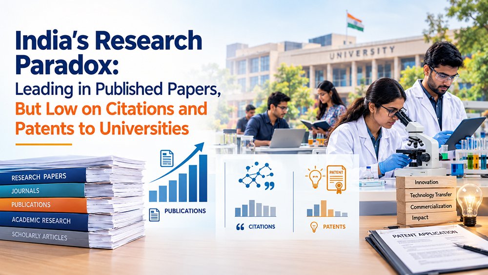 India's Research Paradox: Leading in Published Papers, But Low on Citations and Patents to Universities